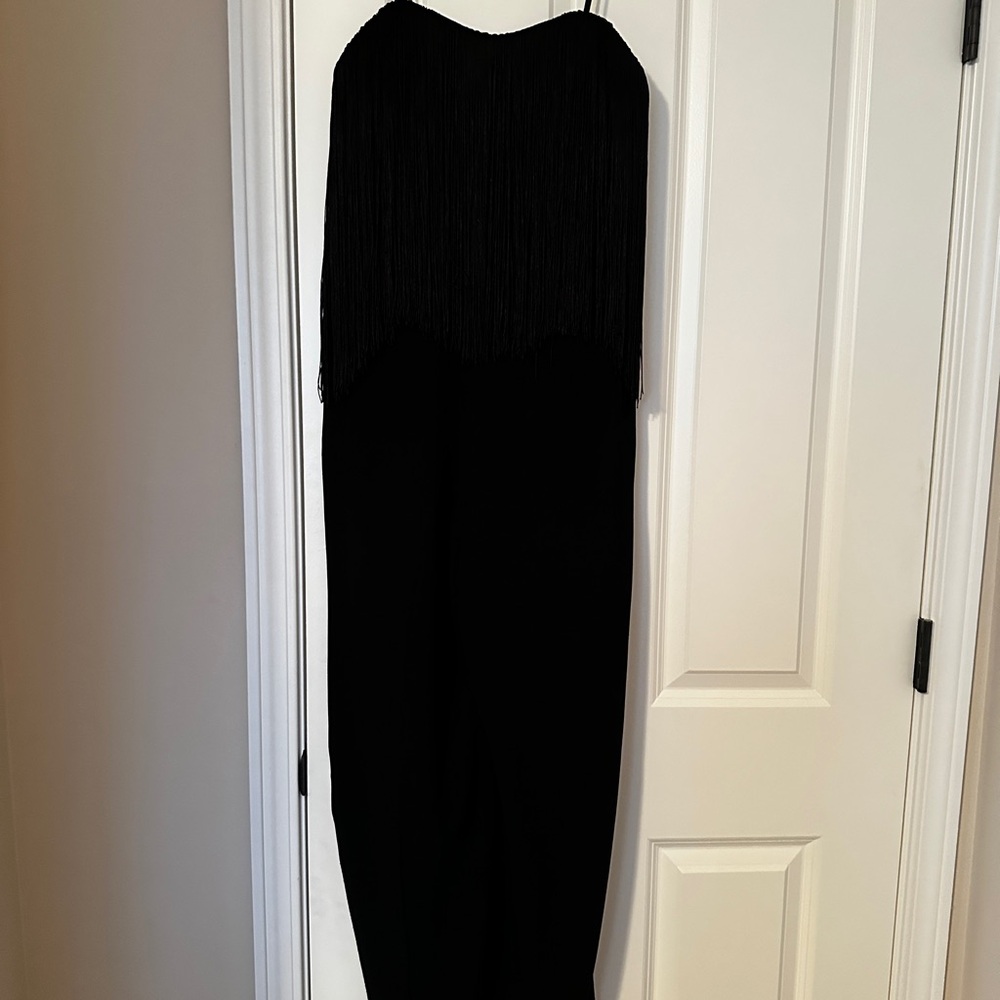 Club Monaco Black Evening Jumpsuit with Fringe